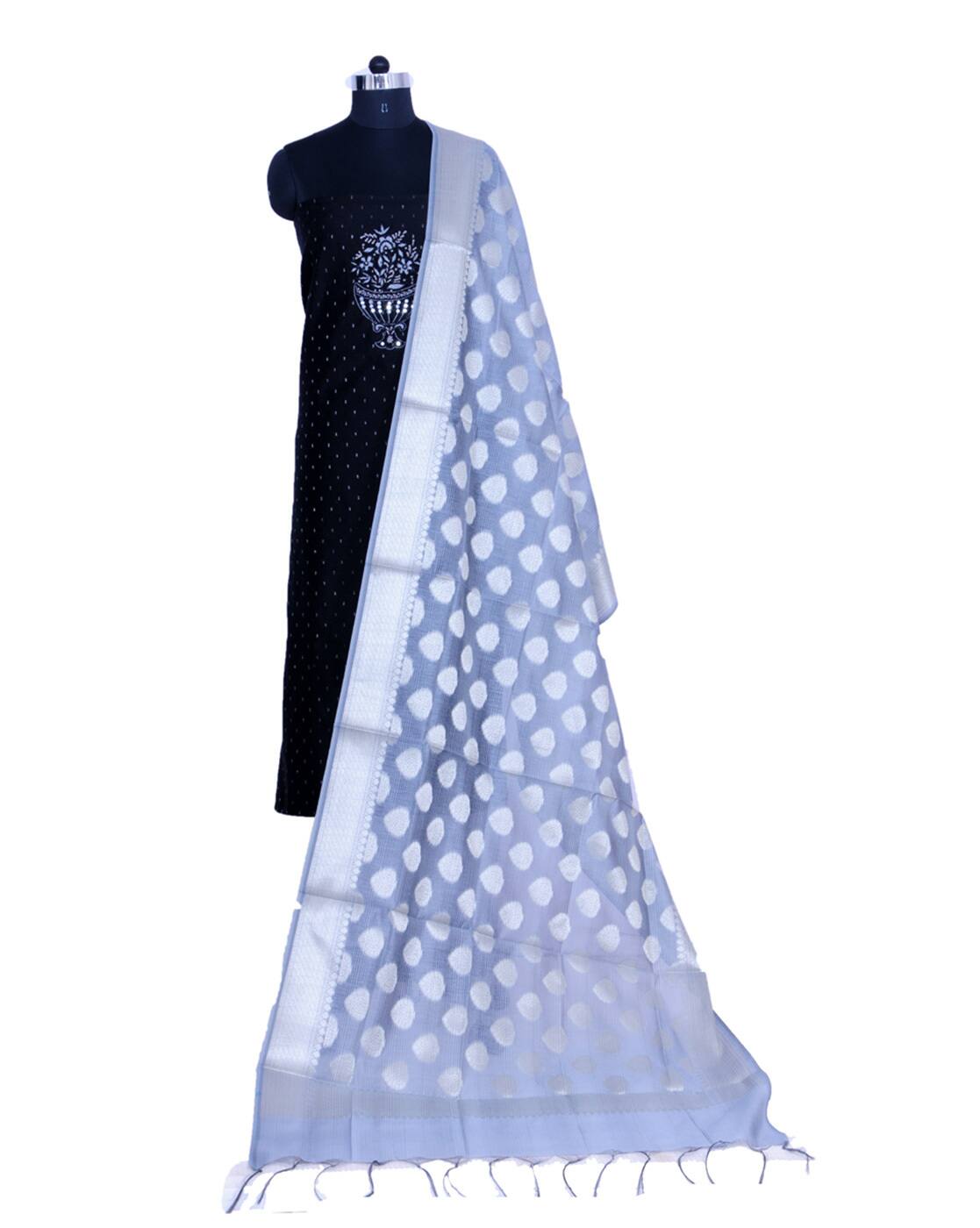 black dress with banarasi dupatta