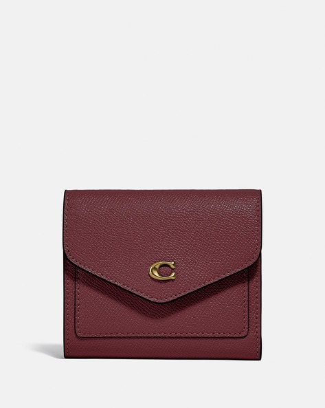 Buy Coach Wyn Tri-Fold Leather Wallet | Maroon Color Women | AJIO LUXE