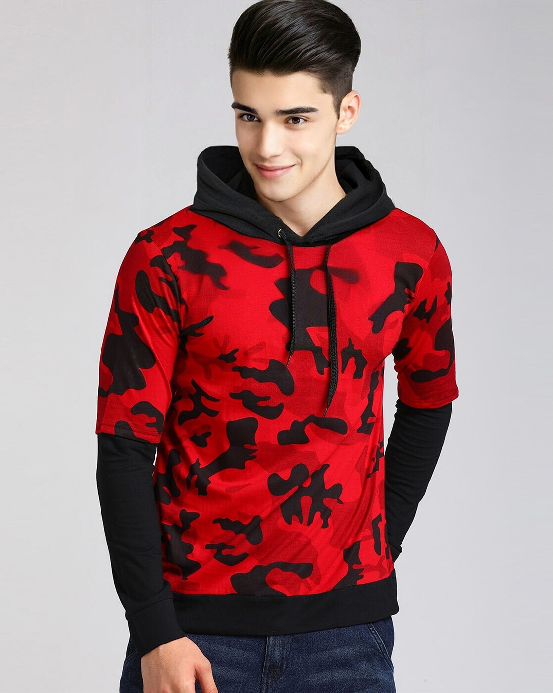 Red and black camo on sale hoodie