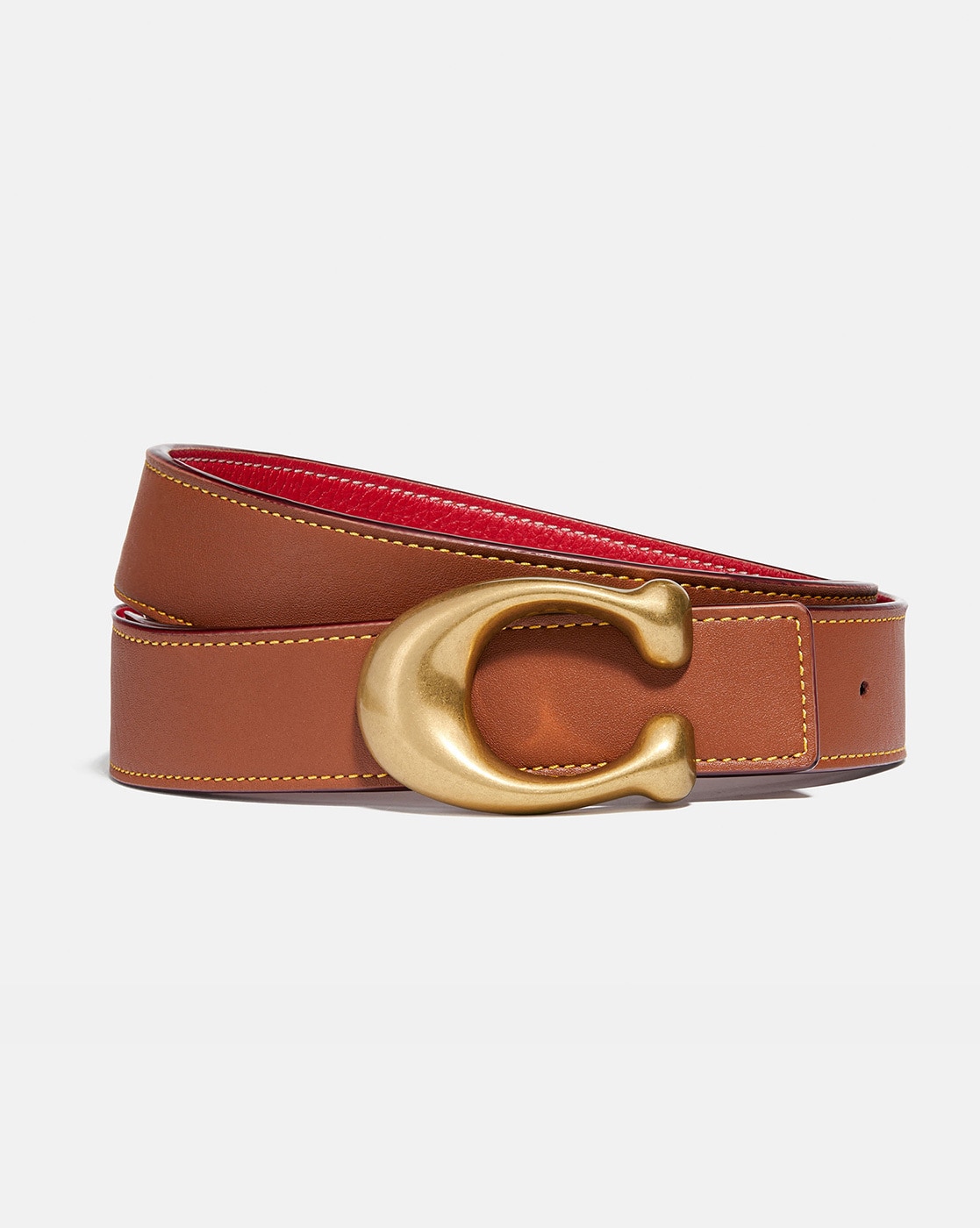 Buy Coach Leather Belt with Pin-Buckle Closure, Brown Color Women