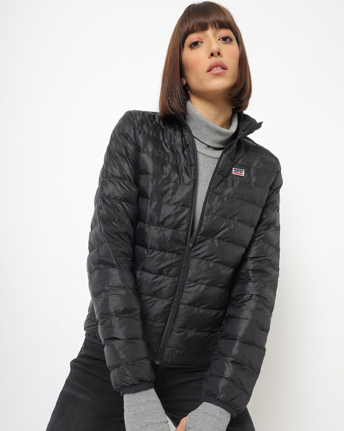 levi's black puffer jacket womens