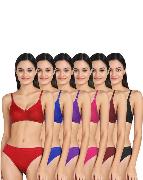 Women Trendy Bra & Panty Set Pack Of 6 at Rs 999
