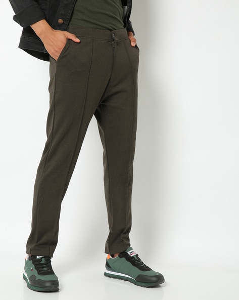Women Solid Olive Green Stretch Ponte Pants