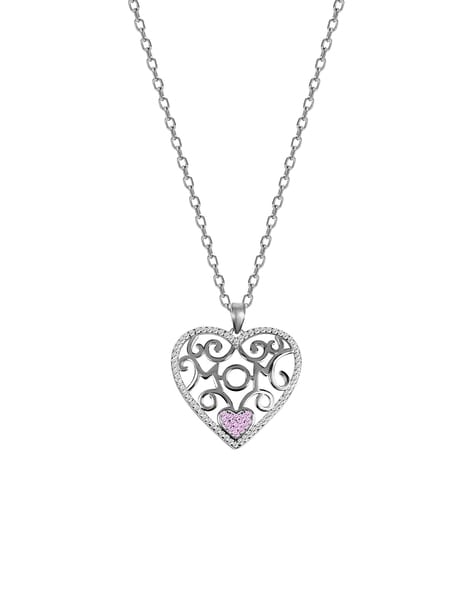 Wedding Bridal Pink Heart Pendant Necklace 925 Sterling Silver -  diamondiiz.com