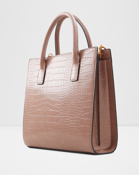 Croc Embossed Handbag with Sling Strap