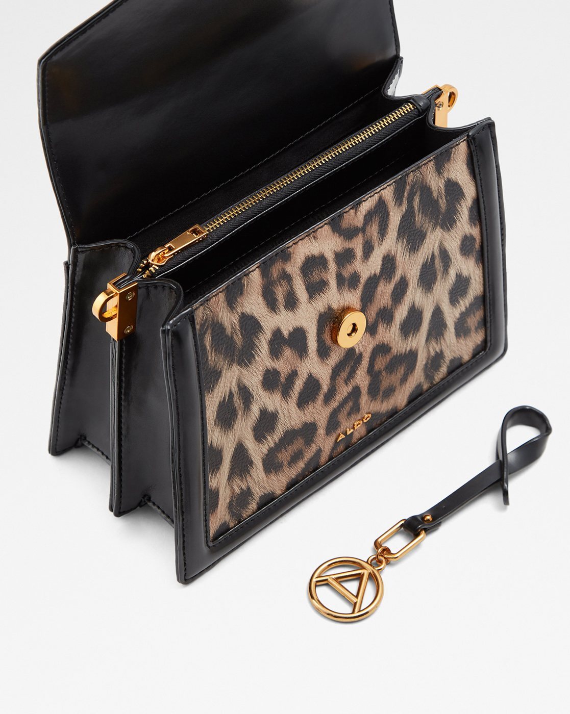 Animal Print Satchel Bag with Sling Strap