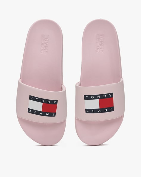 Pink tommy hilfiger slides new arrivals