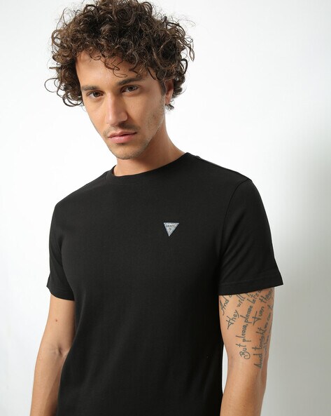 Crew Neck T-shirt with Brand Applique