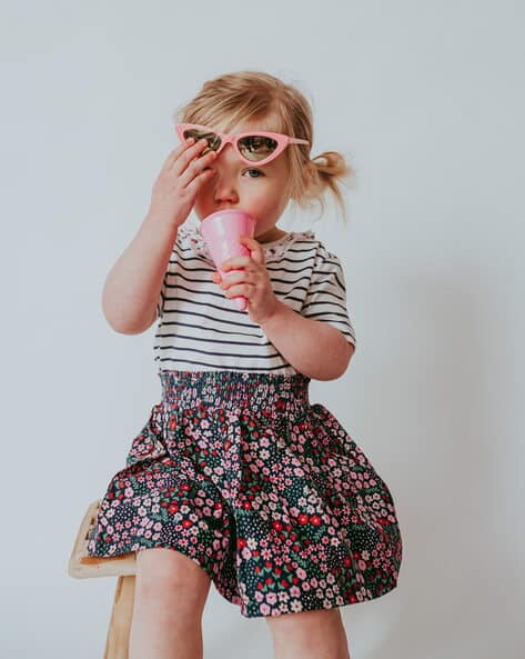 Floral Print Organic Cotton A-line Skirt