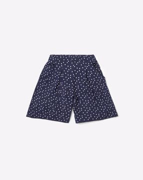 Polka-Dot Print Slim Fit Pleat-Front Shorts