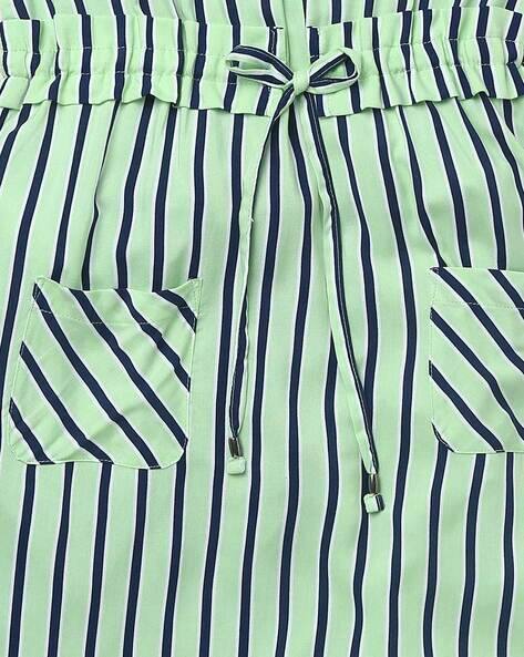 Striped A-line Dress with Drawstring Waist view 3
