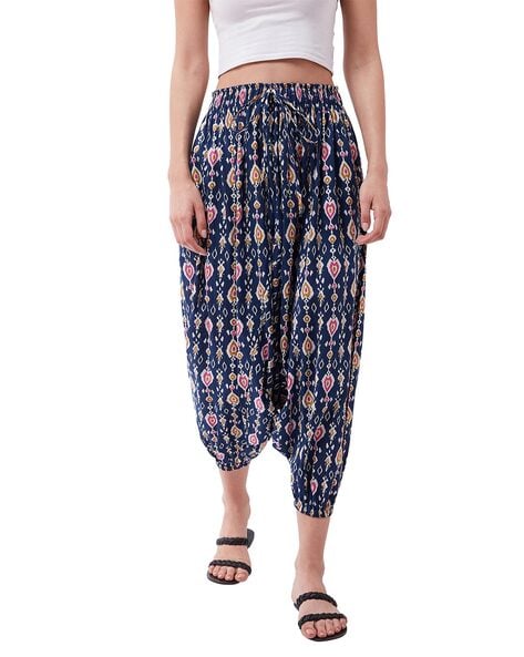 Printed Patiala Pant with Waist Tie-Up Price in India