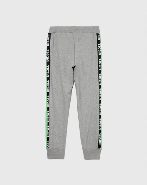 Buy DIESEL KIDS Heathered Joggers with Brand Taping Grey Melange