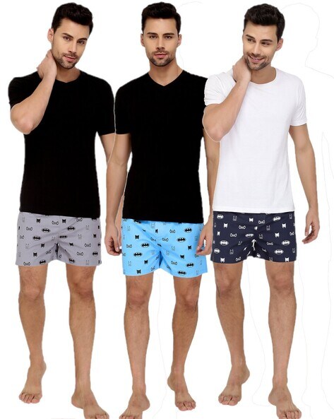 Buy Sky Blue, Grey, Navy Blue Boxers for Men by THE COTTON COMPANY Online |  