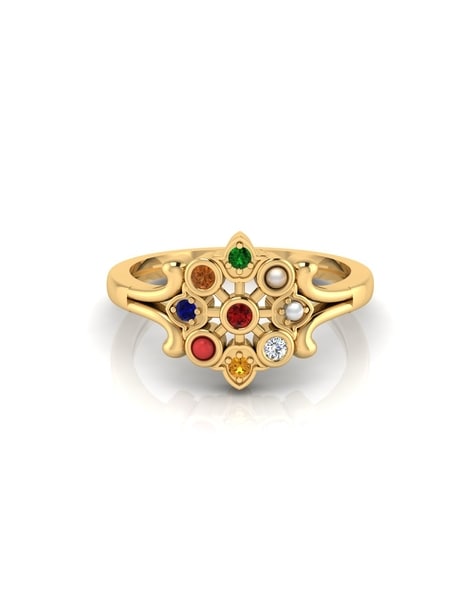 Jamini Navratna Ring Online Jewellery Shopping India | Yellow Gold 14K |  Candere by Kalyan Jewellers