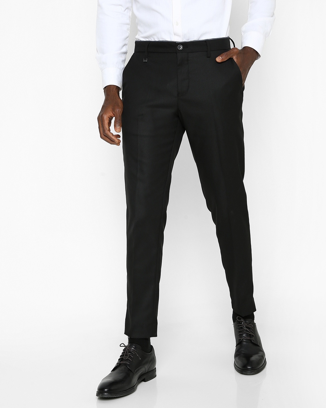 slim black suit trousers