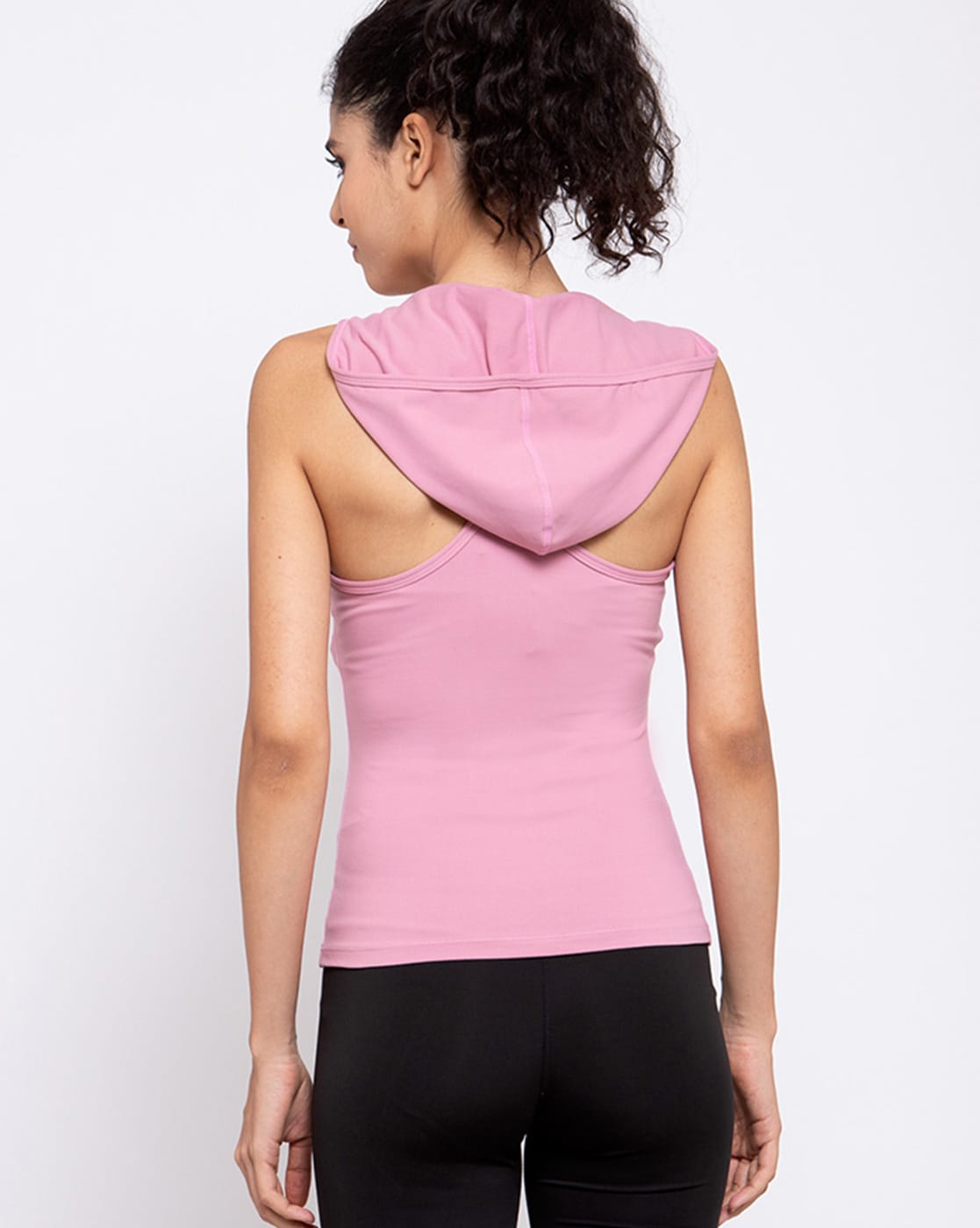 Pink sleeveless outlet hoodie