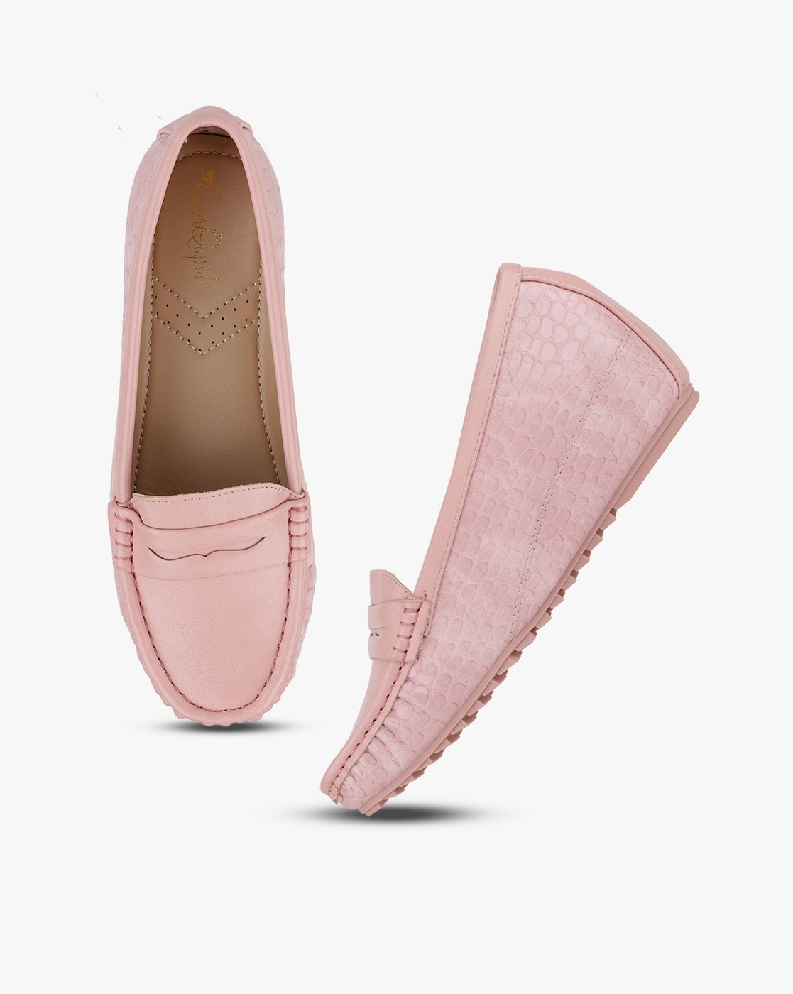 pink heeled loafers