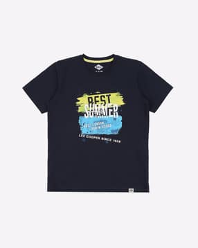 Typographic Print Slim Fit Crew-Neck T-shirt-image-12