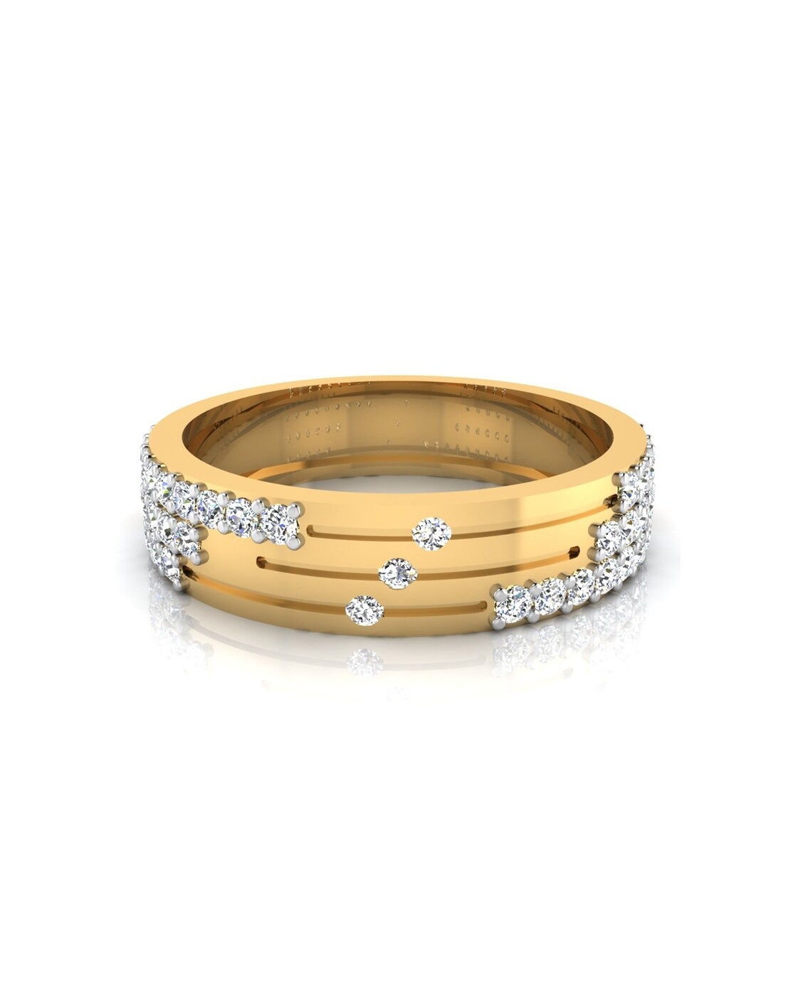Dotted Ladies Band Ring In 22K Gold With Rhodium | Nemichand Bamalwa & Sons  (J)