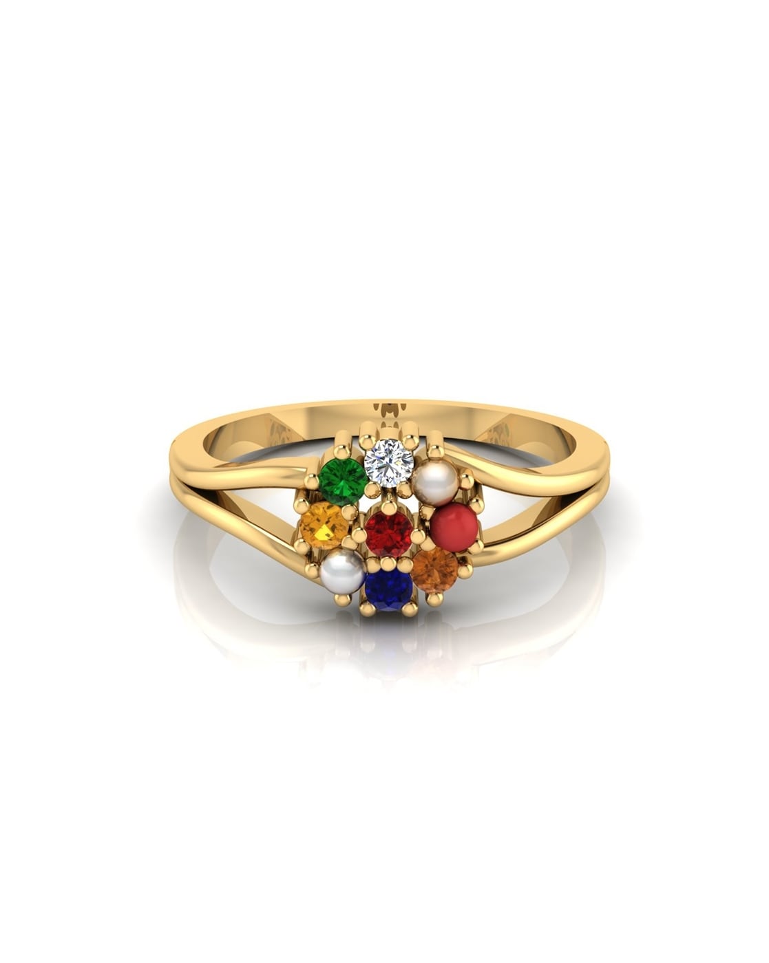 Navrattan Stone Ring for Women in 916 Gold GLR 061
