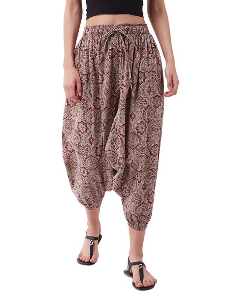 Floral Print Patiala Pant with Waist Tie-Up Price in India