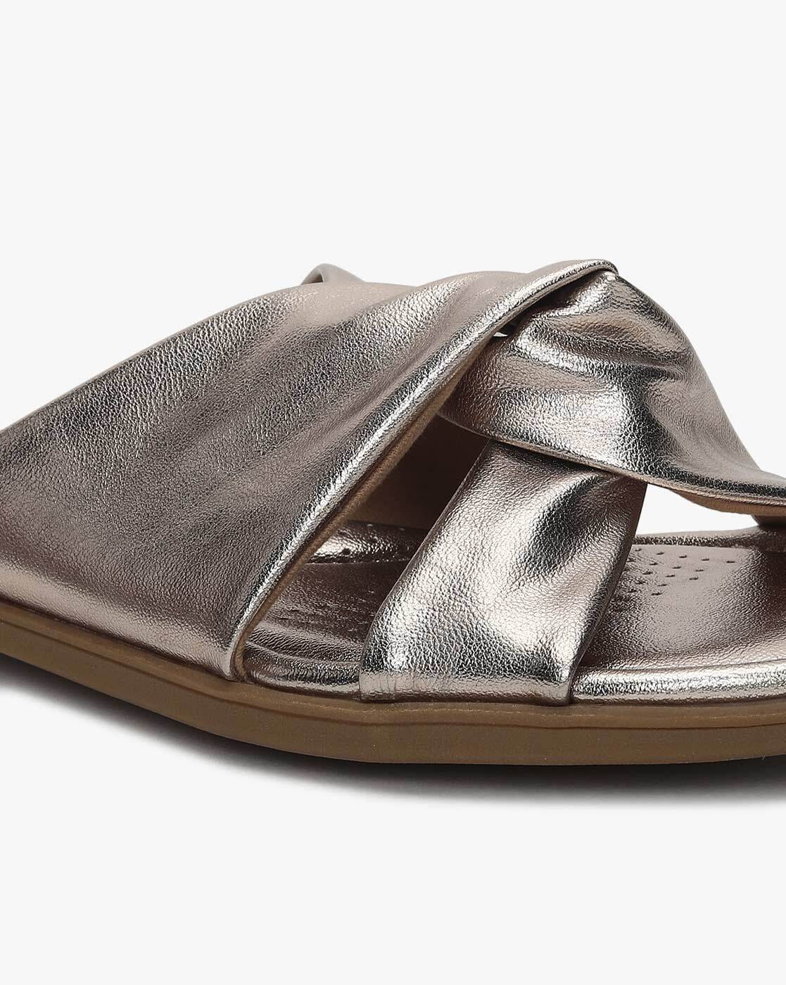 Clarks silver 2025 flat sandals