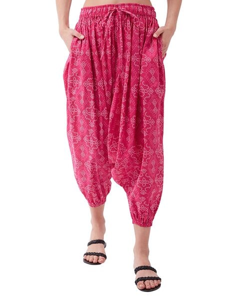 Floral Print Patiala Pant with Waist Tie-Up Price in India