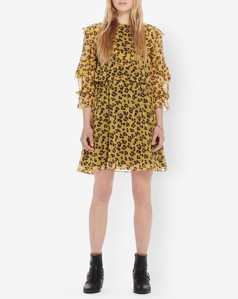 leopard ruffle dress