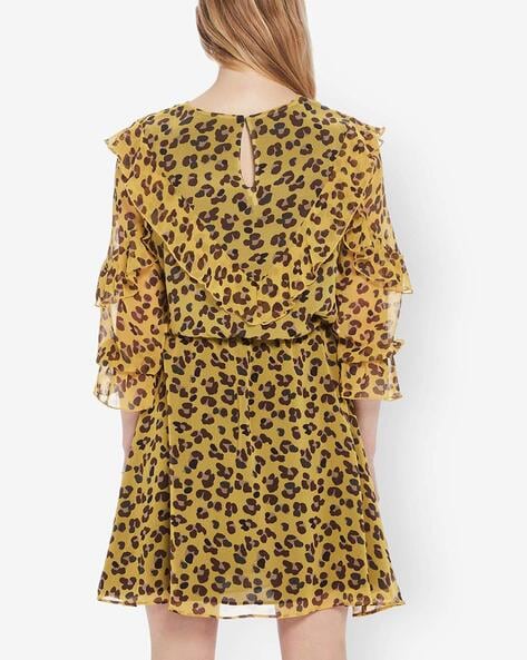 leopard ruffle dress