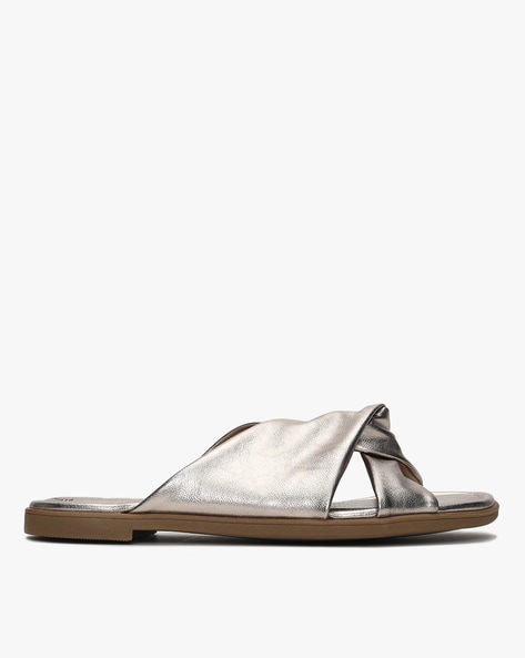 Clarks silver on sale flat sandals