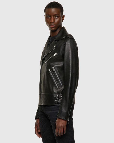 DIESEL garrett Leather Jacket in Black for Men Mens Clothing Jackets Leather jackets 