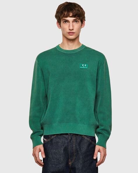 Crew-Neck Pullover with Logo Patch