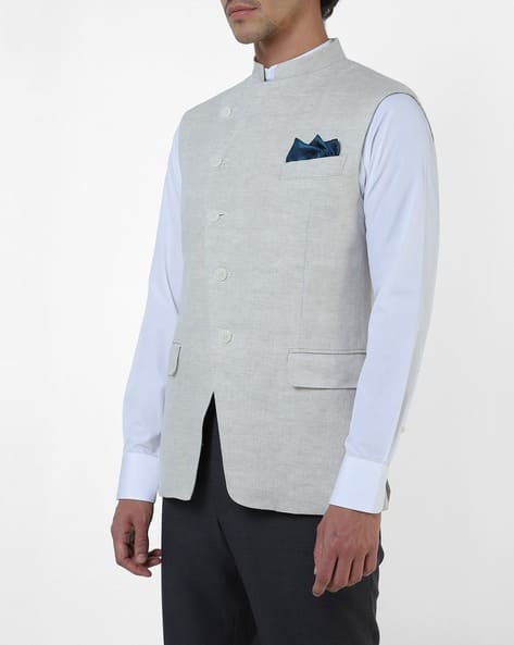 Buy CANALI Plain Linen Sleeveless Nawab 