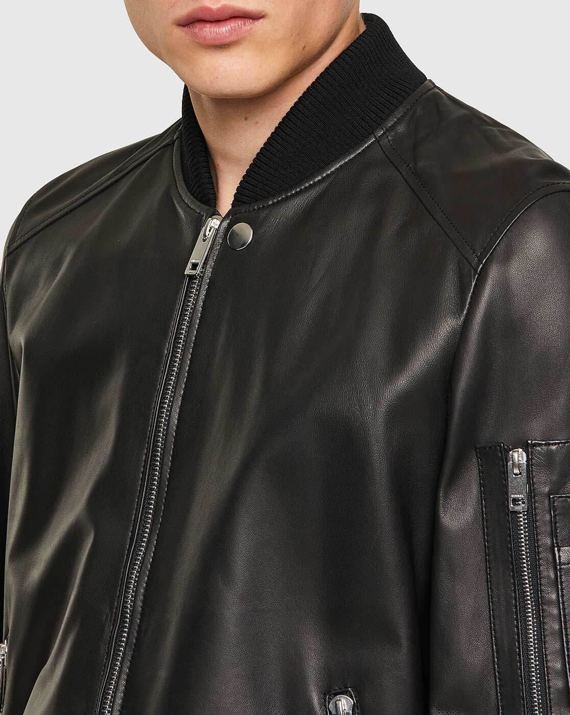 Abbot leather shop bomber jacket