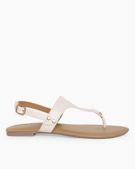 Ceriz Slingback T-strap Flat Sandals