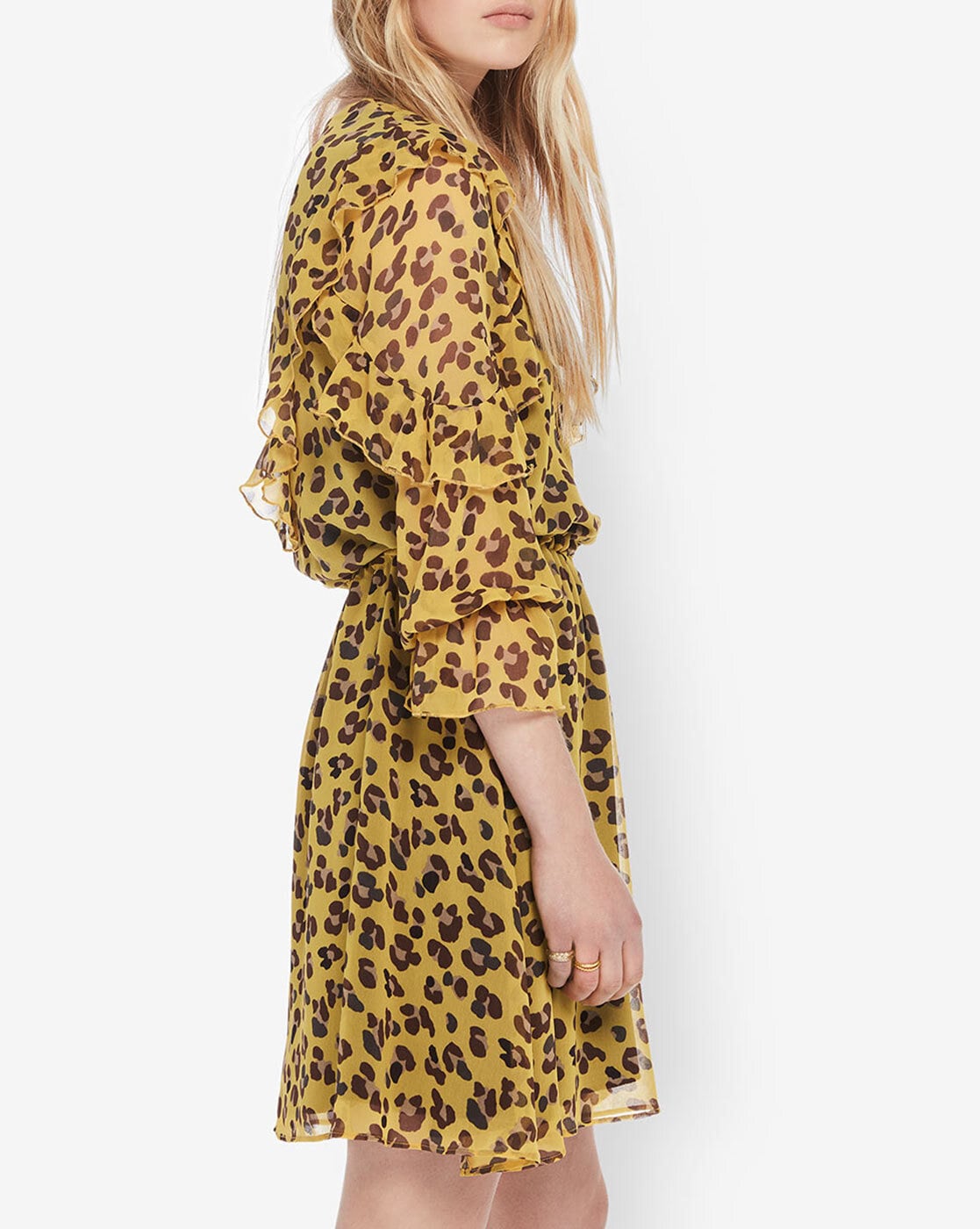 leopard ruffle dress