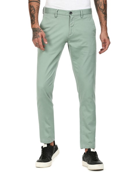 Buy U.S. POLO ASSN. Men Stone Denver Slim Fit Solid Casual Trousers online