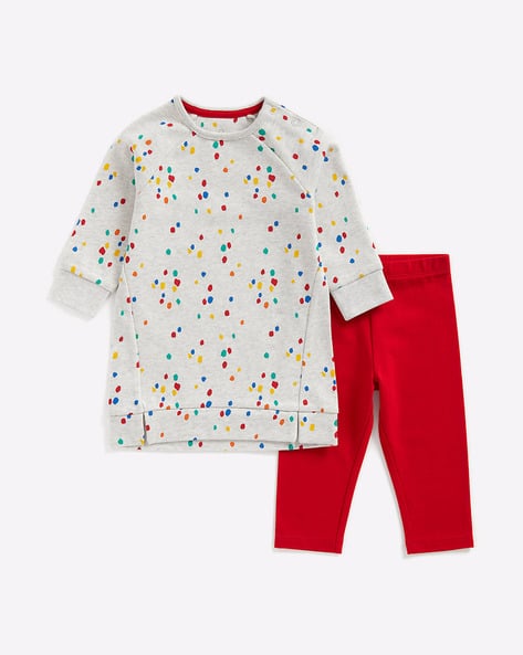 Mothercare Printed Sweatshirt Dress with Leggings