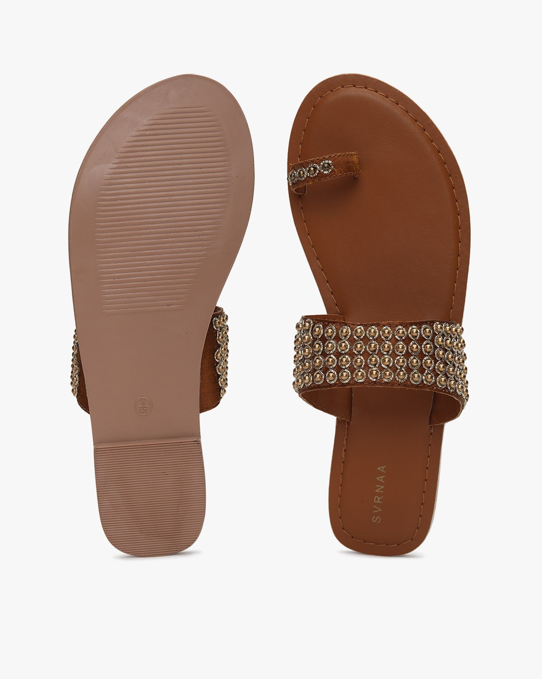 Buy Tan Brown Flat Sandals for Women by Svrnaa Online Ajio