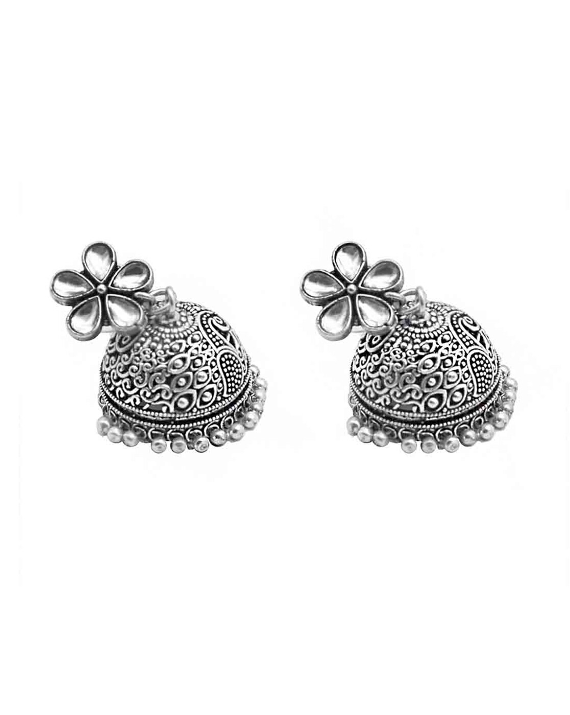 Buy Jewelopia Oxidised Jhumki Combo German Silver Earrings Oxidized Antique  Design Jhumka Pearl Drop Traditional Fish Hook Earring for Women and Girls  (Combo-1) at Amazon.in