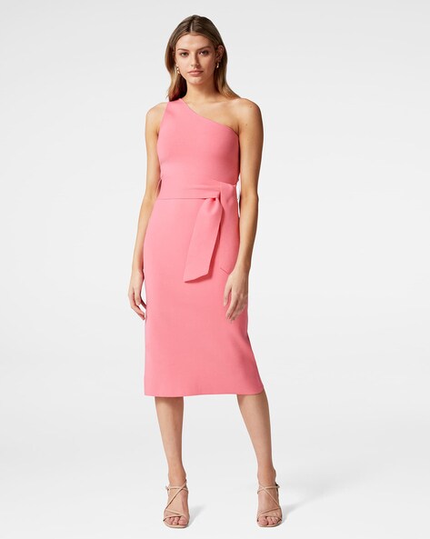 Pink punch one hot sale shoulder midi dress