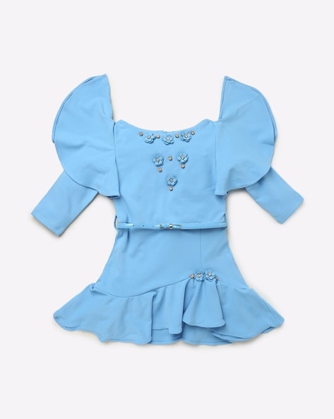 Buy Campana Kids Sky Blue Floral Print Dress for Girls Clothing Online @  Tata CLiQ