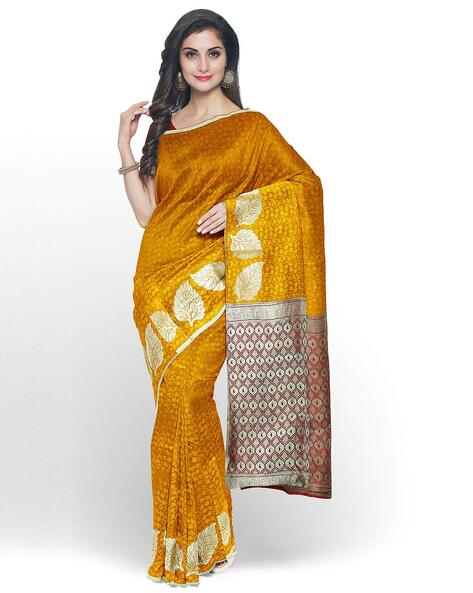 Butter Yellow Hand Block Print Zari Pure Pure Tussar Silk Saree – Craftyle