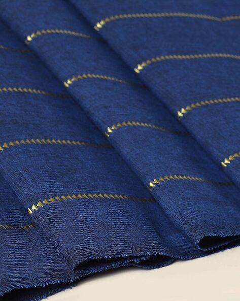 Blue Color Plain Cotton Viscose Dress Material Fabric - Charu Creation