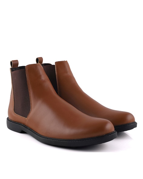 Stacked heel clearance chelsea boot mens