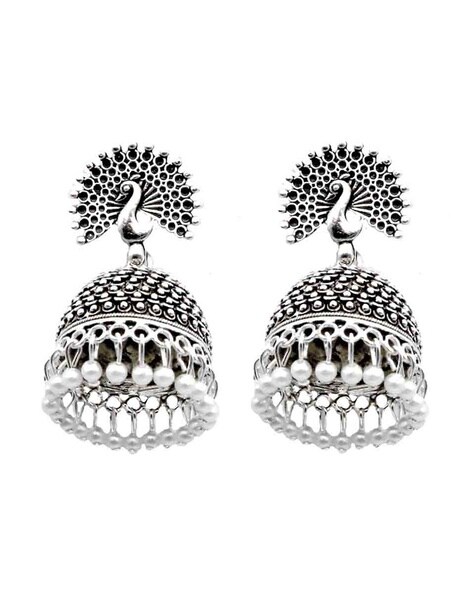 Flipkart.com - Buy Manath Ethnic Oxodised Jhumka Tops Earrings Set for  Women and Girls Silver Stud Earring Online at Best Prices in India