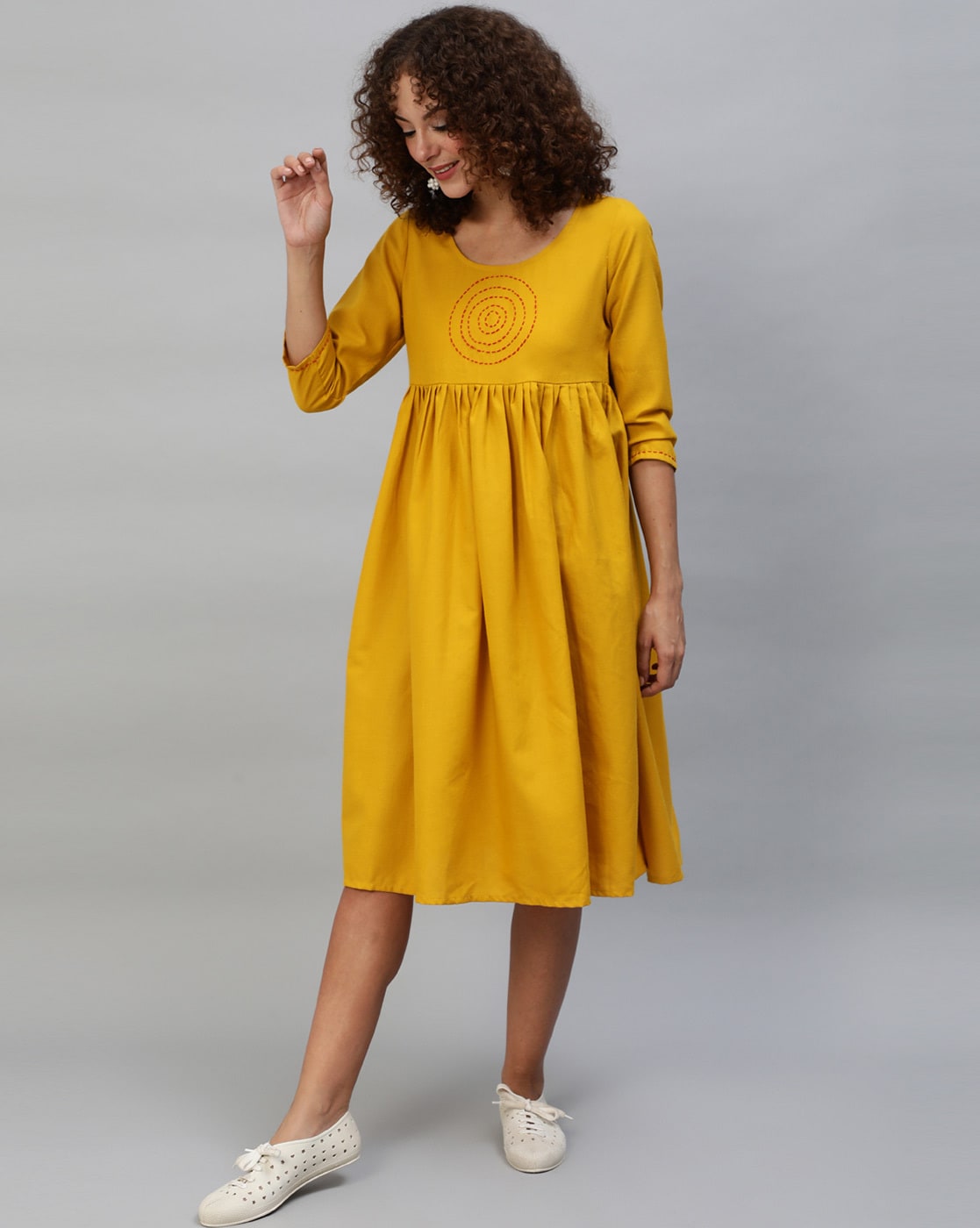 yellow dress ajio