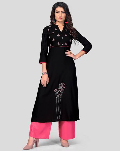 a line kurti with plazo