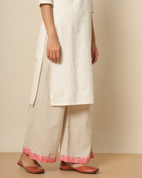 Cotton Palazzos with Printed Hems Price in India